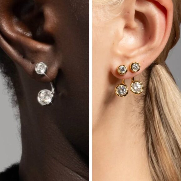 Alexis Bittar Asterales Molten Front Back Earring Gold & Silver Set of 2 Pairs - Picture 1 of 8